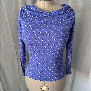 Boden Elegant Blue Polka Dot Women's Blouse